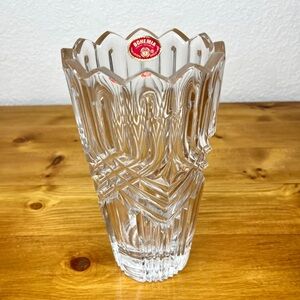 Vintage Bohemia Czech Republic 24% Lead Crystal Cut Clear Glass Vase Luxury Art